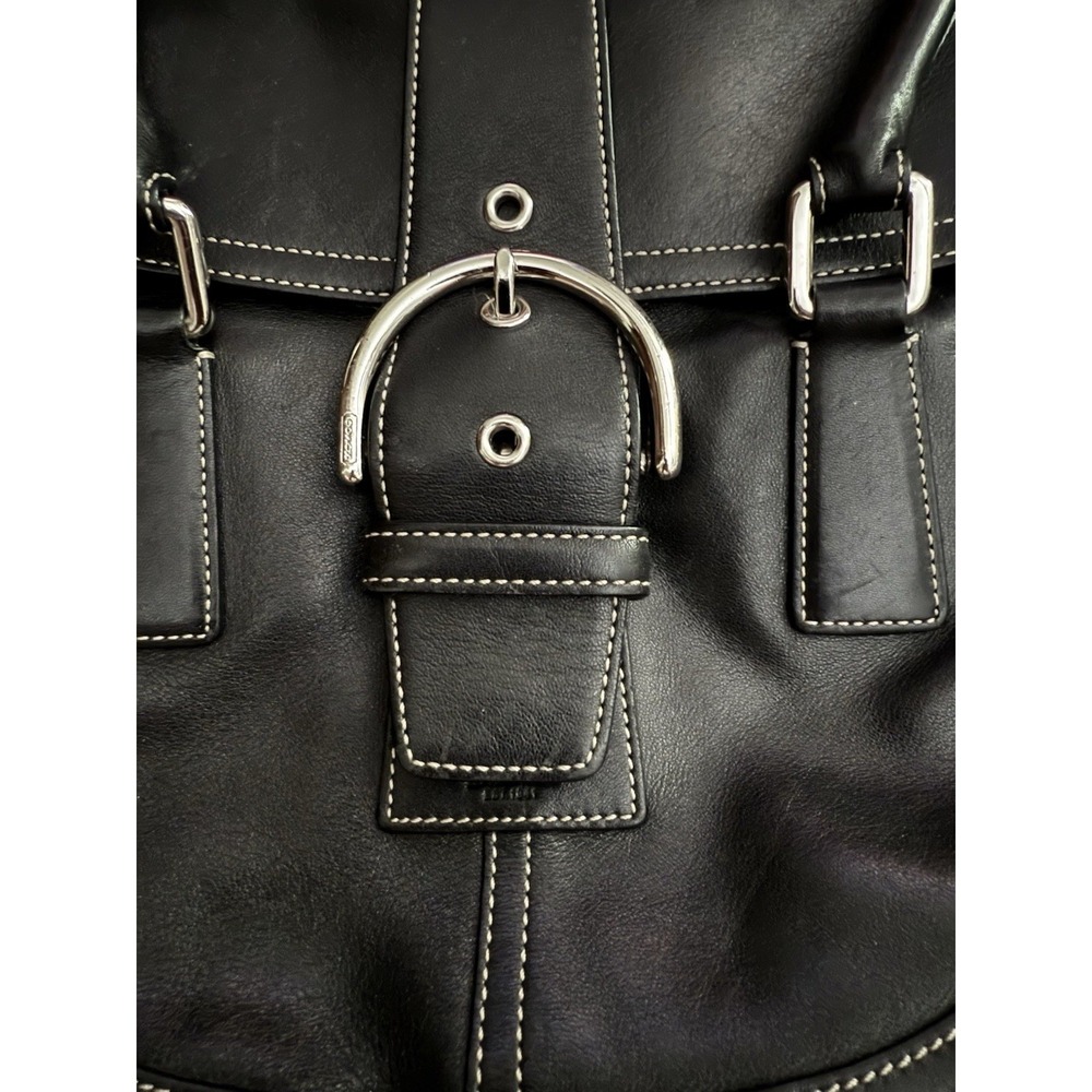 Coach Hampton Soho Satchel Purse‎ Black Supple Leather Luxury Chic Timeless - Picture 4 of 11